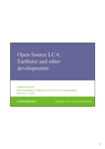 Open Source LCA - ALCAS Conference