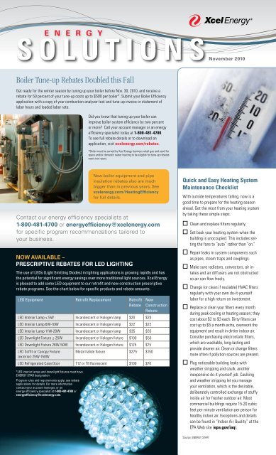 Boiler Tune-up Rebates Doubled this Fall - Xcel Energy