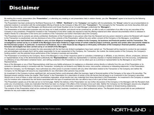 Investor Presentation May 2013 - Northland Resources