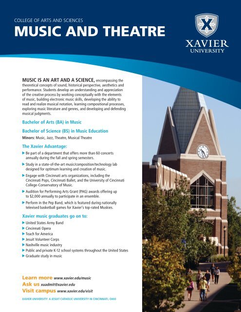 MUSIC AND THEATRE - Xavier University