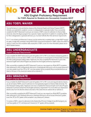 No TOEFL Required - ASU International - Arizona State University