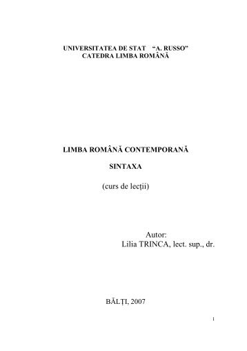 Limba romÃ¢nÄ contemporanÄ. Sintaxa - Biblioteca ÅtiinÅ£ificÄ a ...