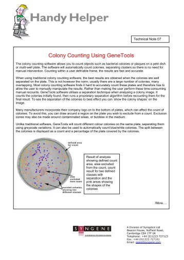 Colony Counting Using GeneTools - Ozyme