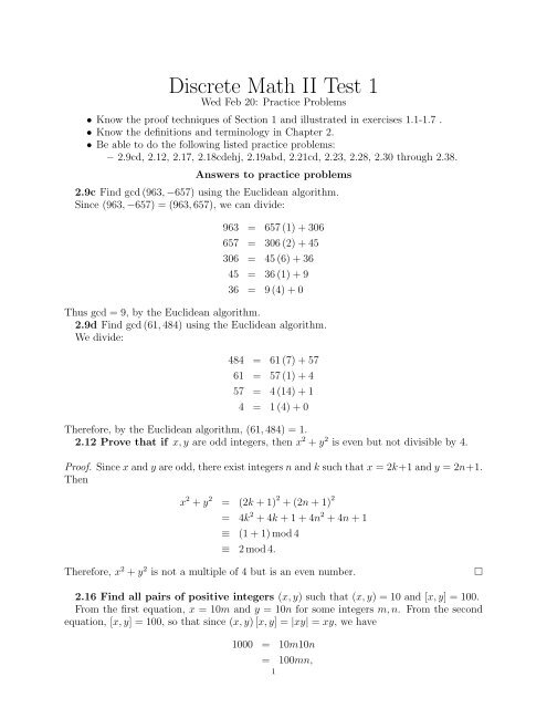 Discrete Math Sample Problems