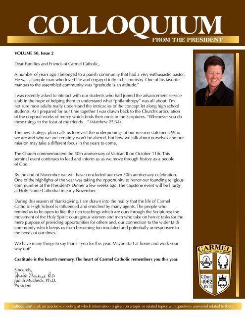 Volume 50, Issue 2 - Carmel Catholic High School