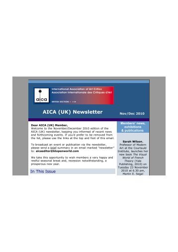 AICA (UK) Newsletter