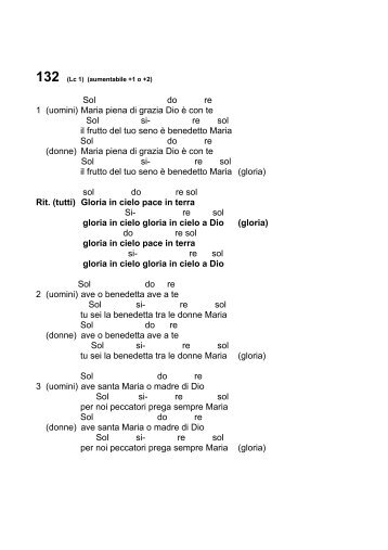 Sol do re 1 (uomini) Maria piena di grazia Dio Ã¨ con te Sol si- re sol ...