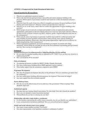 ANNEX 1: Framework for Semi-Structured Interviews - UNDP