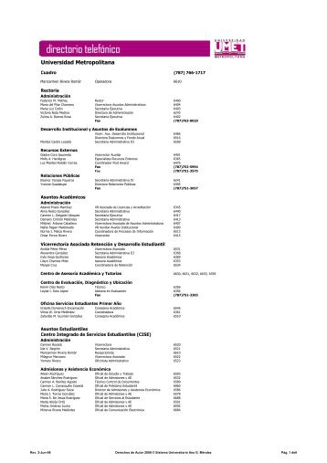 Directorio Telefónico - Sistema Universitario Ana G. Mendez