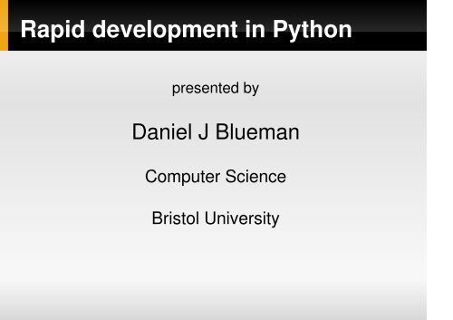 Rapid development in Python