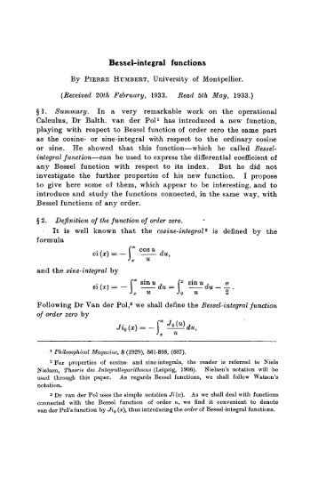 P. Humbert Bessel-integral functions.pdf - Fuchs-braun.com