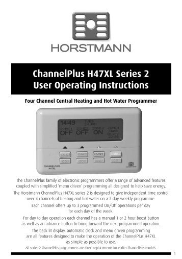 ChannelPlus H47XL Series 2 User Operating Instructions - Horstmann