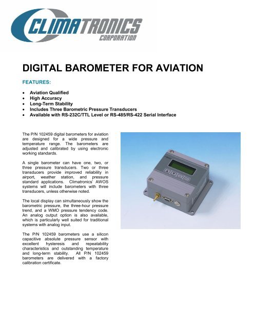 DIGITAL BAROMETER FOR AVIATION