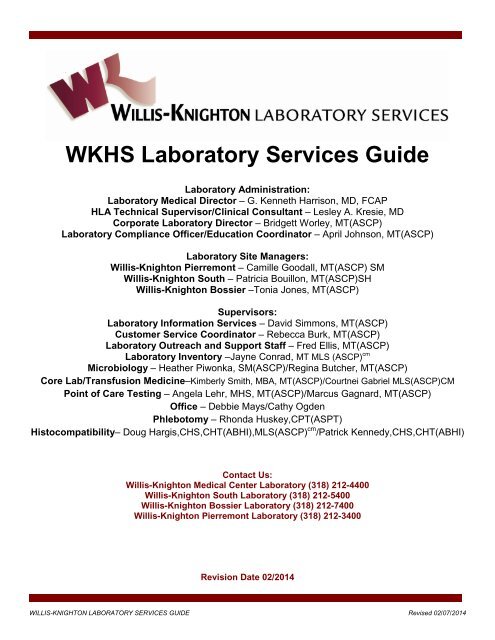 download the laboratory services guide willis knighton health