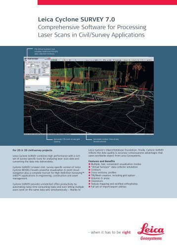 Leica Cyclone SURVEY 7.0 Comprehensive Software for ...