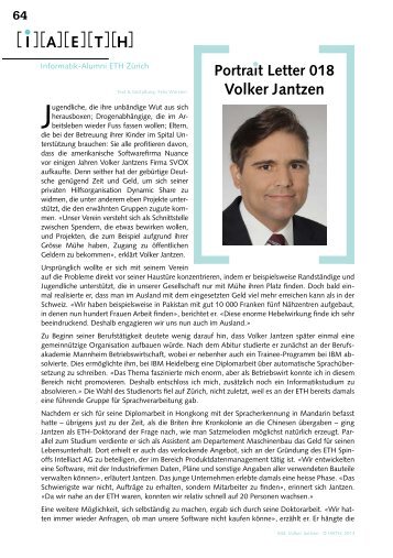 IAETH Portrait Letter 018: Volker Jantzen - Vis - ETH Zürich