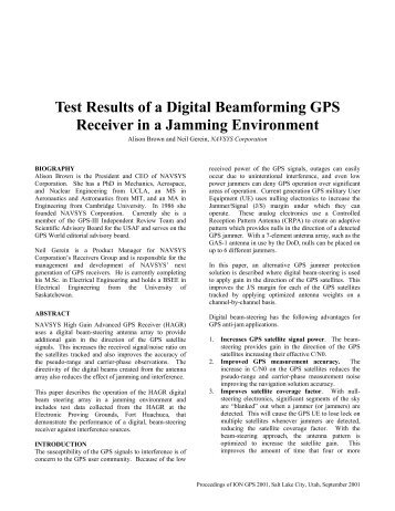 Test Results of a Digital Beamforming GPS Receiver in a Jamming ...