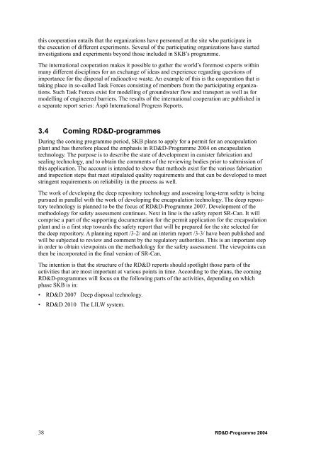 RD&D-Programme 2004 - SKB