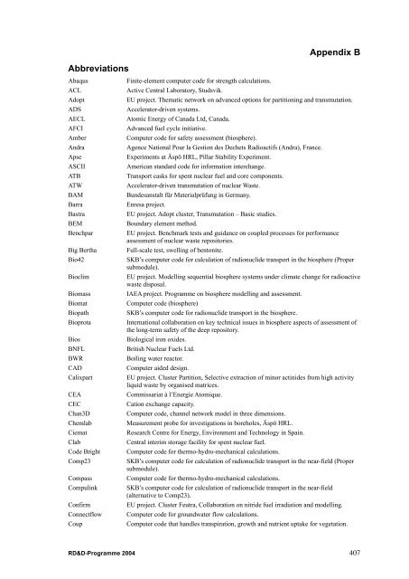 RD&D-Programme 2004 - SKB