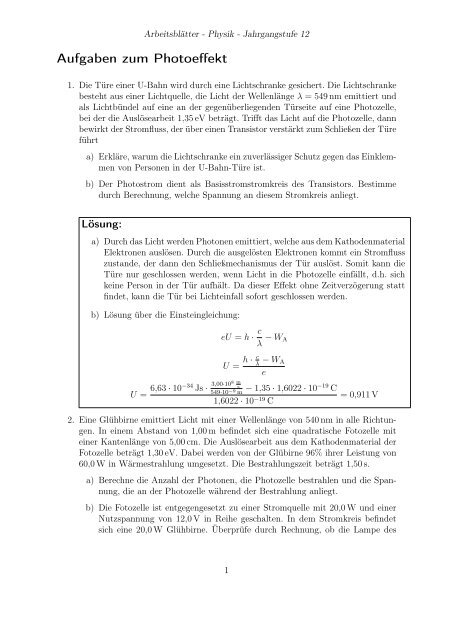 La Sungen Zur Aœbung Quantenmechanik Treminer De