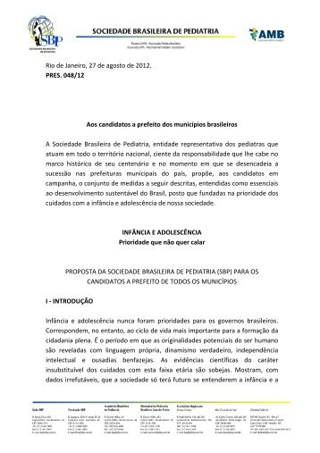 Leia aqui a Carta aos candidatos a prefeito - Sociedade Brasileira ...