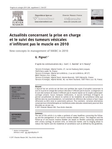 ActualitÃ©s concernant la prise en charge et le suivi des ... - Urofrance