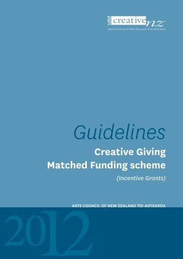 Creative Giving Matched Funding scheme - Creative New Zealand