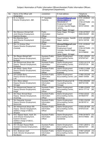 Subject:-Nomination of Public Information Officers/Assistant Public ...