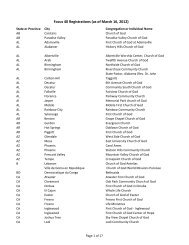 Focus 40 Registrations (as of March 16, 2012) - Church of God