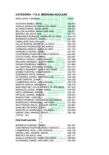 CATEGORIA : F.E.A. MEDICINA NUCLEAR