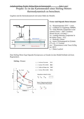 Thermodynamische Berechnung des Stirlingmotors - AstroMedia
