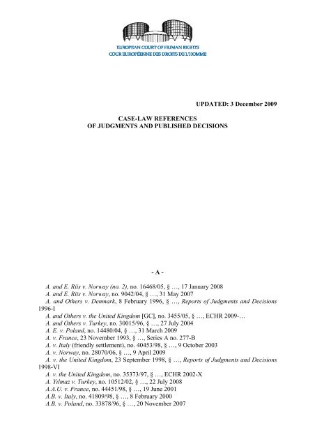 Case-Law References of Judgments and Published Decisions