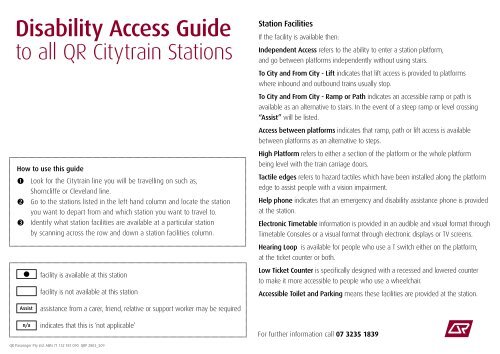 Disability Access Guide to all QR Citytrain Stations - Queensland Rail