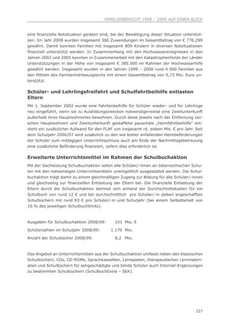 5. Familienbericht 1999 - 2009 auf einen Blick - BMWA