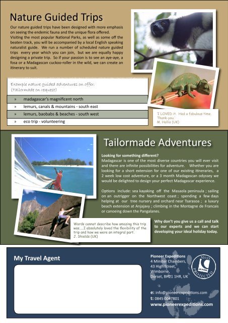 madagascar brochure - Pioneer Expeditions