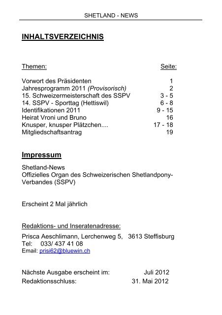 SHETLAND - NEWS Nr.1/ 2011 (Internet) - SSPV