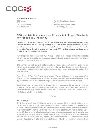 CQG and Kyte Group Announce Partnership to Expand ... - CQG.com