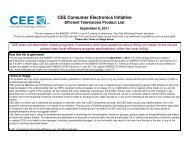 CEE Efficient Televisions Product List September 06, 2011