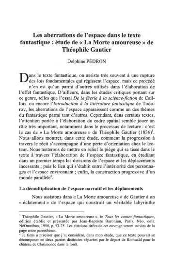 Les aberrations de l'espace dans le texte fantastique: Ã©tude de Â« La ...