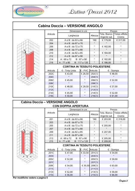 listino prezzi 2012 in pdf