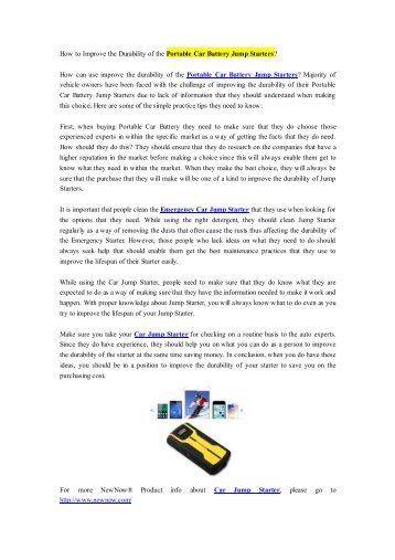 How to Improve the Durability of the Portable Car Battery Jump Starters?.pdf