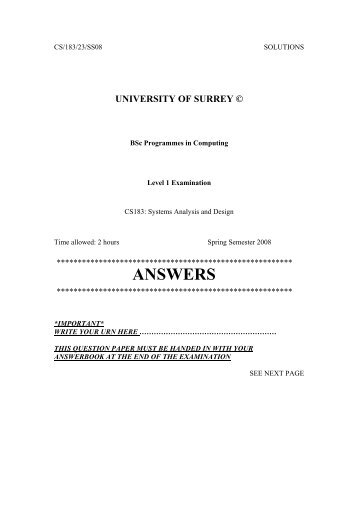 ANSWERS - Department of Computing - University of Surrey