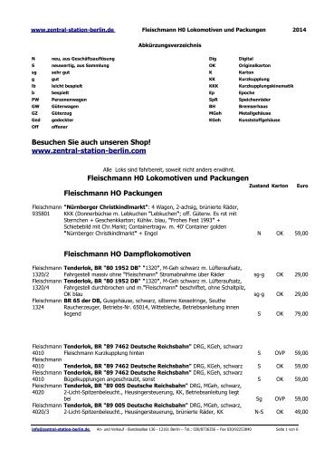 Fleischmann H0 Lokomotiven und Packungen - Zentral-Station-Berlin