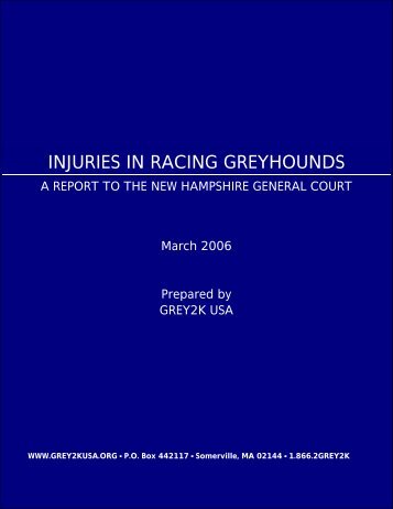 INJURIES IN RACING GREYHOUNDS - Grey2K USA