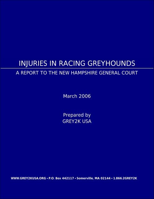 INJURIES IN RACING GREYHOUNDS - Grey2K USA