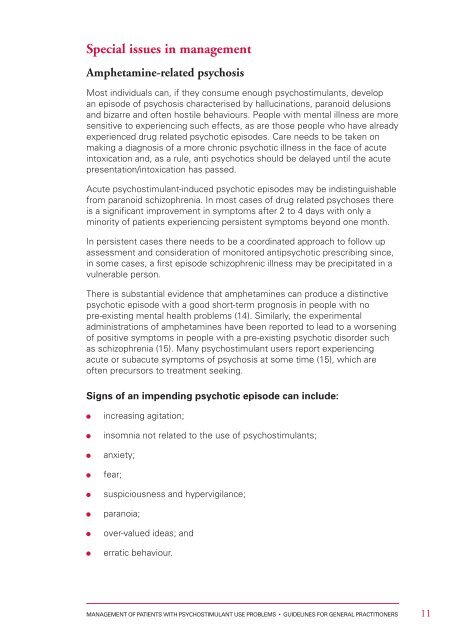 Management of patients with psychostimulant use problems