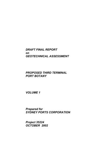 DRAFT FINAL REPORT on GEOTECHNICAL ... - Sydney Ports