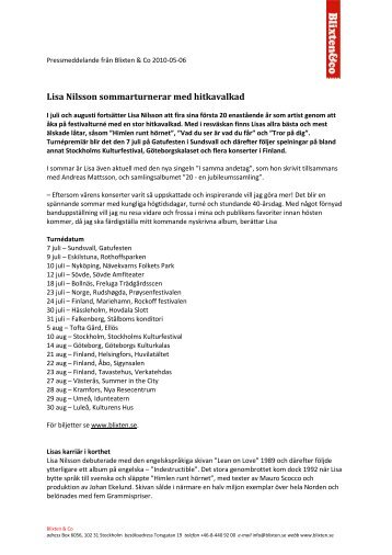 Lisa Nilsson sommarturnerar med hitkavalkad - Blixten & Co