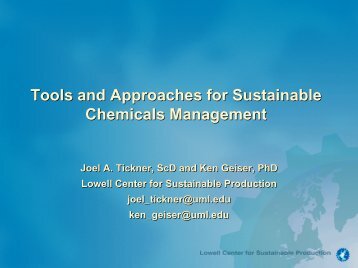 Tools and Approaches for Sustainable Chemicals Management