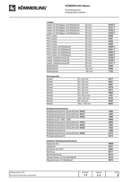 1.1 Systemmerkmale KÃMMERLING 88plus